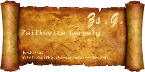 Zsifkovits Gergely névjegykártya